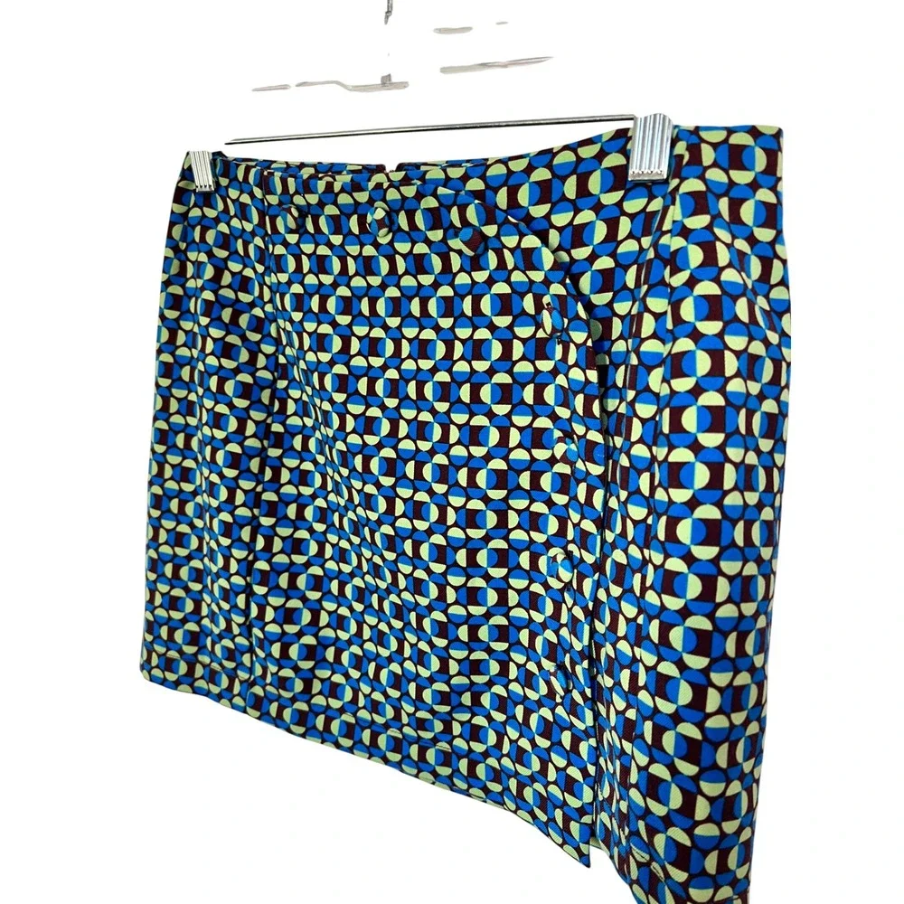 NWT Urban Outfitters Blue Green Geometric Retro Mod Mini Skirt Womens SP